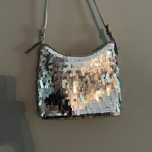 Silver Sequin Crossbody Bag